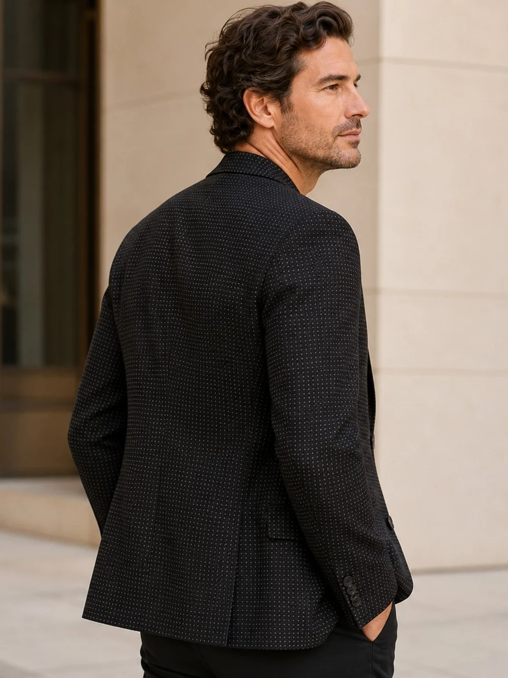 NWT John Varvatos USA Black Gray Dot Blazer 42R
